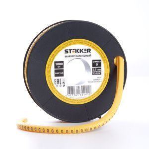 Кабель-маркер "0" для провода сеч.4мм2 STEKKER CBMR40-0 , желтый, упаковка 500 шт