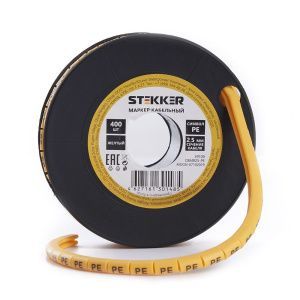 Кабель-маркер "PE" для провода сеч.4мм2 STEKKER CBMR40-PE , желтый, упаковка 270  шт