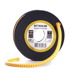 Кабель-маркер "1" для провода сеч.6мм2 STEKKER CBMR60-1 , желтый, упаковка 350 шт