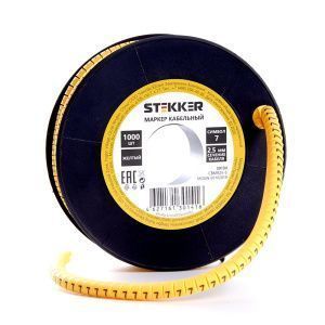 Кабель-маркер "7" для провода сеч.1,5мм2 STEKKER CBMR15-7 , желтый, упаковка 1000 шт