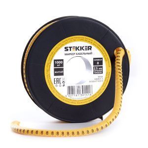 Кабель-маркер "8" для провода сеч.2,5мм2 STEKKER CBMR25-8 , желтый, упаковка 1000 шт