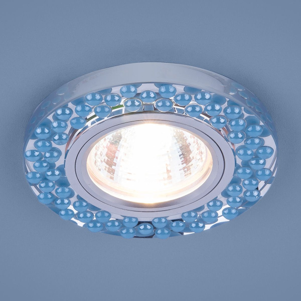 Встраиваемый точечный светильник с LED подсветкой 2194 MR16 SL/BL зеркальный/голубой фото в интернет магазине Супермаркет света