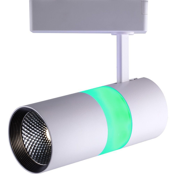 Светодиодный светильник Feron AL108 трековый однофазный на шинопровод 12+5W, 35 градусов, 4000К и подсветка зеленая фото в интернет магазине Супермаркет света