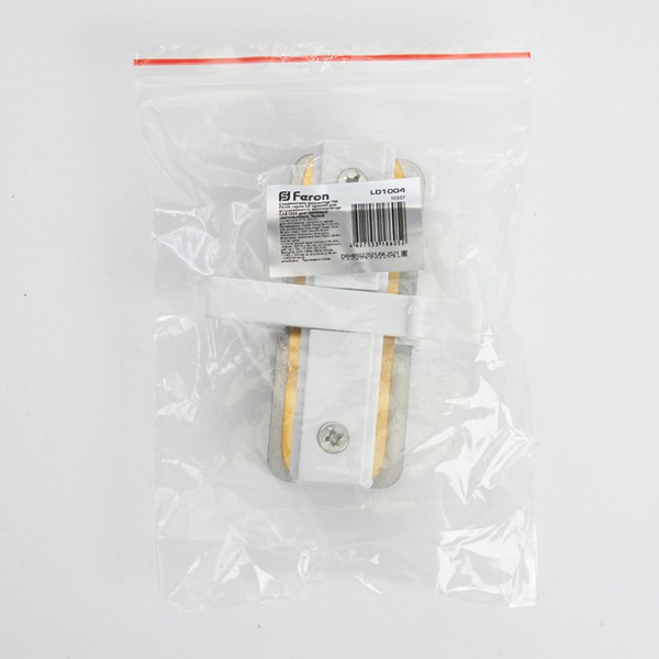 Коннектор прямой однофазный для встраиваемого шинопровода, белый, LD1004 фото в интернет магазине Супермаркет света