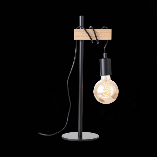 SL1142.404.01 Прикроватная лампа Черный, Светлое дерево E27 1*60W BAGETTI фото в интернет магазине Супермаркет света