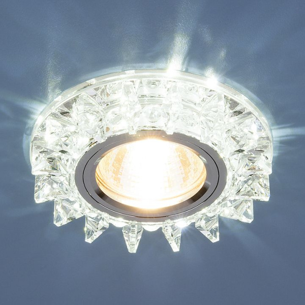 Точечный светодиодный светильник с хрусталем 6037 MR16  SL зеркальный/серебро фото в интернет магазине Супермаркет света