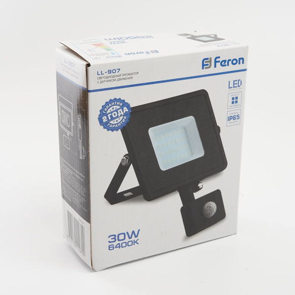 Светодиодный прожектор Feron с датчиком LL-907 IP44 30W 6400K фото в интернет магазине Супермаркет света