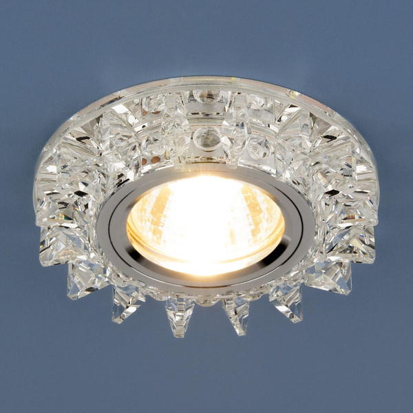 Точечный светодиодный светильник с хрусталем 6037 MR16  SL зеркальный/серебро фото в интернет магазине Супермаркет света