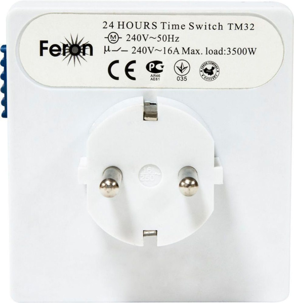 Розетка с таймером Feron TM32 суточная мощность 3500W/16A фото в интернет магазине Супермаркет света