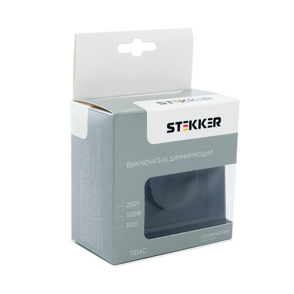Выключатель диммирующий, STEKKER, GLS10-7006-05, 250В, 500W, серия Катрин, черный фото в интернет магазине Супермаркет света
