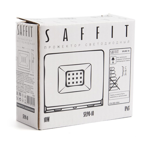 Светодиодный прожектор SAFFIT SFL90-10 IP65 10W 6400K черный фото в интернет магазине Супермаркет света