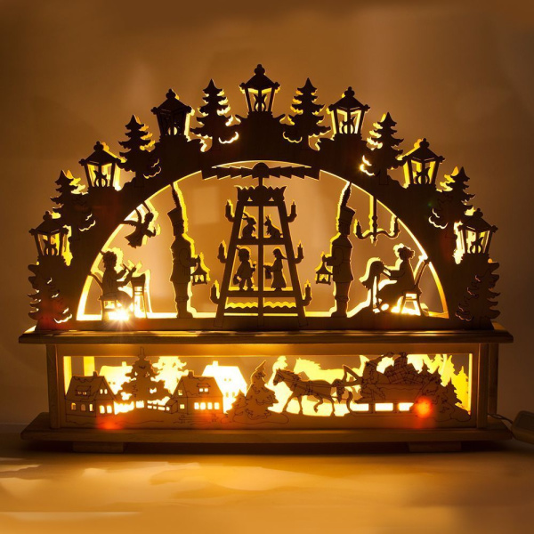 Деревянная световая фигура, 10 ламп С6, цвет свечения: теплый белый,  45*6*35 см, шнур 1,5 м , IP20, LT089 фото в интернет магазине Супермаркет света