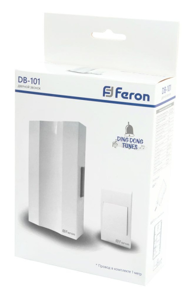 Звонок с кнопкой проводной Feron DB-101 электромеханический белый 230V фото в интернет магазине Супермаркет света