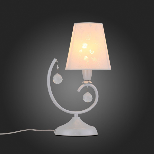 SL182.504.01 Прикроватная лампа ST-Luce Перламутровый белый, Прозрачный/Белый E14 1*40W CIGNO фото в интернет магазине Супермаркет света