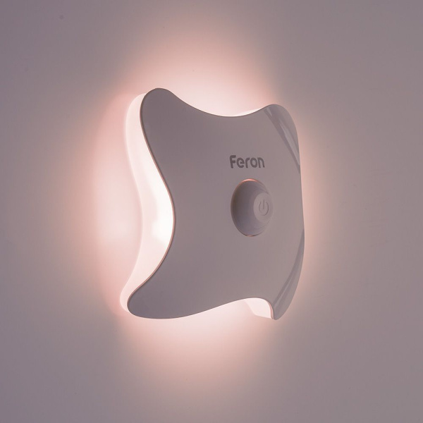 Светильник ночник на магните Feron 8LED , 3*ААА battery 93*93*38мм, FN2020 фото в интернет магазине Супермаркет света