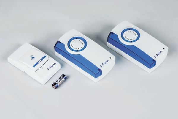 Звонок дверной беспроводной Feron E-370 Электрический 32 мелодии белый синий с питанием от батареек фото в интернет магазине Супермаркет света