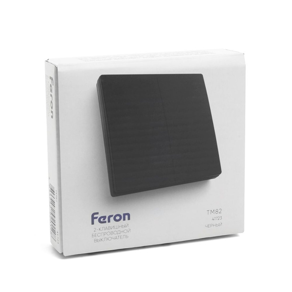 Выключатель беспроводной FERON, TM82 SMART, 230V, 500W, двухклавишный, черный фото в интернет магазине Супермаркет света