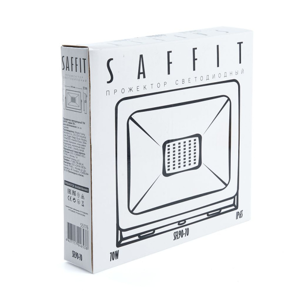 Светодиодный прожектор SAFFIT SFL90-70 IP65 70W 6400K черный фото в интернет магазине Супермаркет света