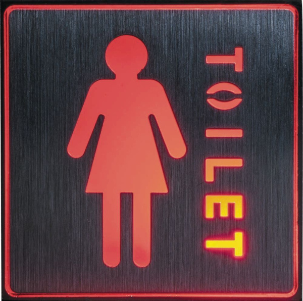 Светильник аккумуляторный, 1 LED/1W 230V, AC "Туалет женский" красный 110*110*20 mm, серебристый, EL54 фото в интернет магазине Супермаркет света