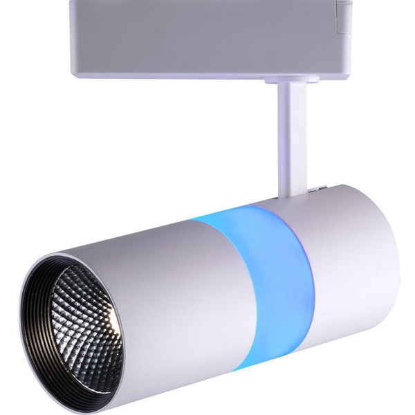 Светодиодный светильник Feron AL108 трековый на шинопровод 12+5W, 35 градусов, 4000К и подсветка синяя фото в интернет магазине Супермаркет света