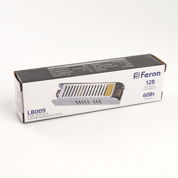 Трансформатор электронный для светодиодной ленты 60W 12V (драйвер), LB009 фото в интернет магазине Супермаркет света