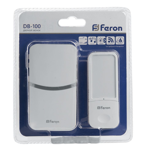 Звонок дверной Feron DB-100 Электрический 18 мелодий белый 230V фото в интернет магазине Супермаркет света