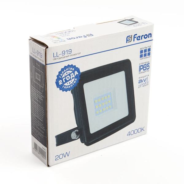 Светодиодный прожектор Feron LL-919 IP65 20W 4000K фото в интернет магазине Супермаркет света