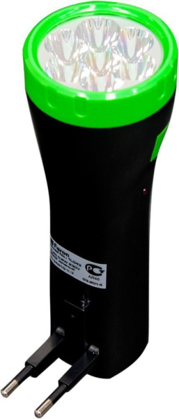 Фонарь аккумуляторный ручной  7LED 0,6W со встроенной вилкой для зарядки, зеленый, TL043 фото в интернет магазине Супермаркет света